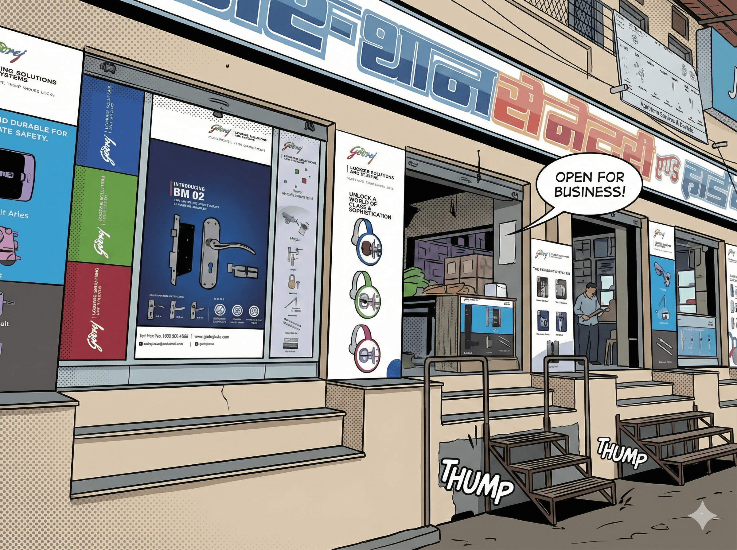 Rajasthan Sanitary And Hardware Showroom - Comic Illustration